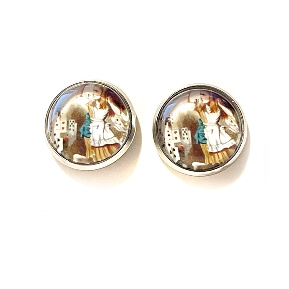 10/$10Alice in Wonderland glass front earrings, 12mm New - Picture 12 of 12